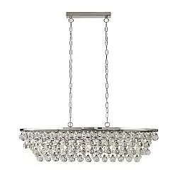Lampadario Contemporaneo Michelle Acciaio Cromo Vetro 5 Luci E27