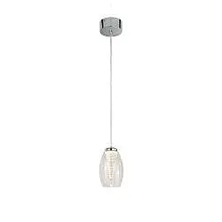 Lampadario Contemporaneo Ciclon Metallo Cromo Vetro Trasparente Led 6W 3000K