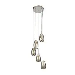 Lampadario Contemporaneo Ciclon Acciaio Cromo Vetro Fumè Led 27W 3000K