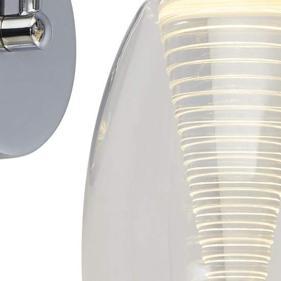Applique Contemporanea Ciclon Metallo Cromo Vetro Trasparente Led 6W 3000K 97292-1CL