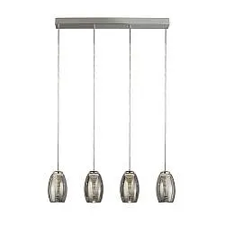 Lampadario Contemporaneo Ciclon Acciaio Cromo Vetro Fumè Led 22W 3000K