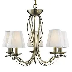 Lampadario Industrial-Nordico Andretti Acciaio Ottone 5 Luci E14