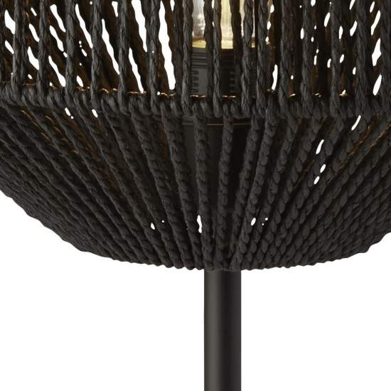 Lampada Da Scrivania Contemporanea Vimini Acciaio Nero Tessuto Bianco 1 Luce E27 EU11201-1BK