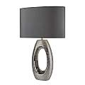 Lampada Da Scrivania Artigiano Ceramica Cromo Tessuto Grigio 1 Luce E27 EU1213CC