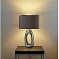 Lampada Da Scrivania Artigiano Ceramica Cromo Tessuto Grigio 1 Luce E27 EU1213CC