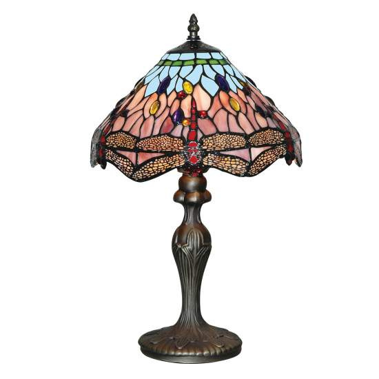 Lampada Da Scrivania-Ufficio Tiffany Libellula Acciaio Ottone 1 Luce E27 EU1287
