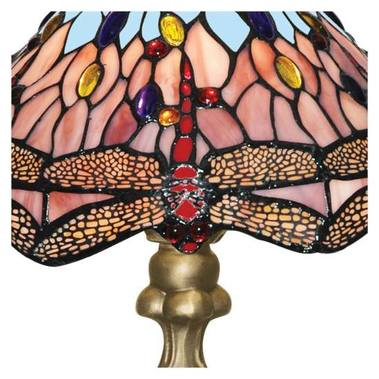 Lampada Da Scrivania-Ufficio Tiffany Libellula Acciaio Ottone 1 Luce E27 EU1287