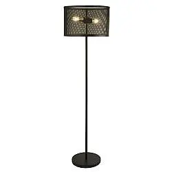 Piantana Industrial-Nordico Rete Acciaio Nero 2 Luci E27