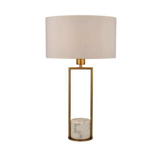 Lampada Da Scrivania Contemporanea Claire Metallo Oro Tessuto Bianco 1 Luce E27 EU2871GO