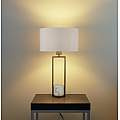 Lampada Da Scrivania Contemporanea Claire Metallo Oro Tessuto Bianco 1 Luce E27 EU2871GO