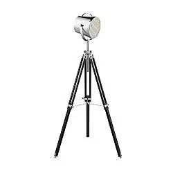 Piantana Contemporaneo Studio Acciaio Cromo Nero 1 Luce E27