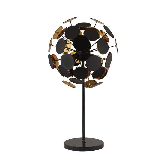 Lampada Scrivania Contemporanea Disco Acciaio Nero Policarbonato Oro 1 Luce E14 EU3070BG