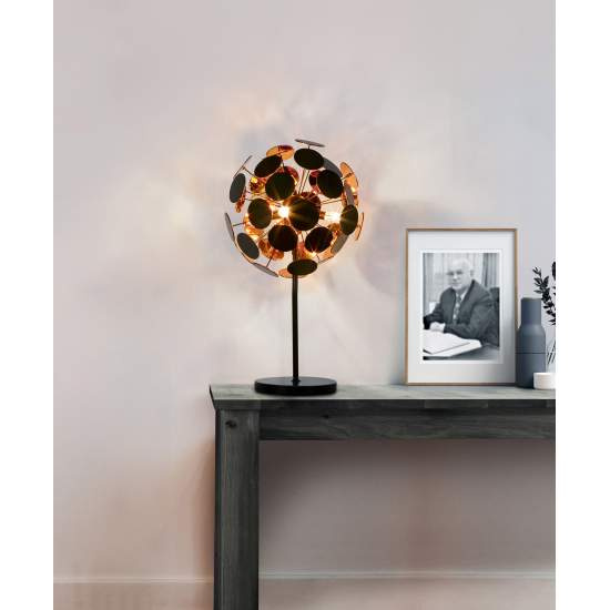 Lampada Scrivania Contemporanea Disco Acciaio Nero Policarbonato Oro 1 Luce E14 EU3070BG