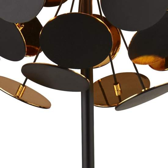 Lampada Scrivania Contemporanea Disco Acciaio Nero Policarbonato Oro 1 Luce E14 EU3070BG