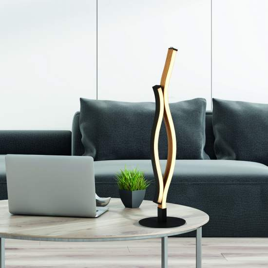 Lampada Da Scrivania Moderno Fioritura Acciaio Nero Marrone Led 11W Cct EU32101-1BK