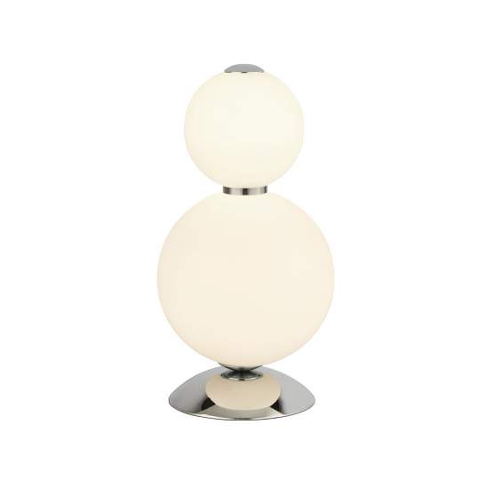 Abatjour Contemporaneo Snow Ball Acciaio Cromo Vetro Bianco Led 15W 3000K EU51021-2CC