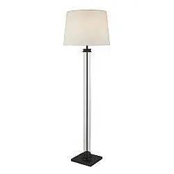 Piantana Contemporaneo Pedestal Acciaio Nero Vetro Bianco 1 Luce E27