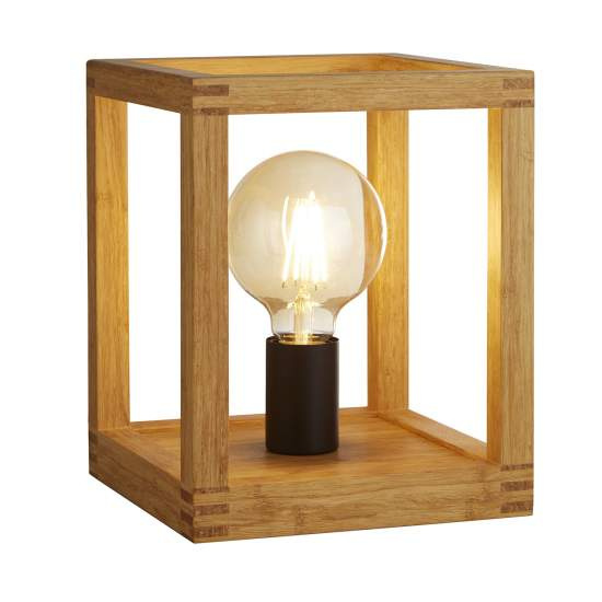 Abatjour Industrial-Nordico Square Legno Marrone Nero 1 Luce E27 EU54742-1NA