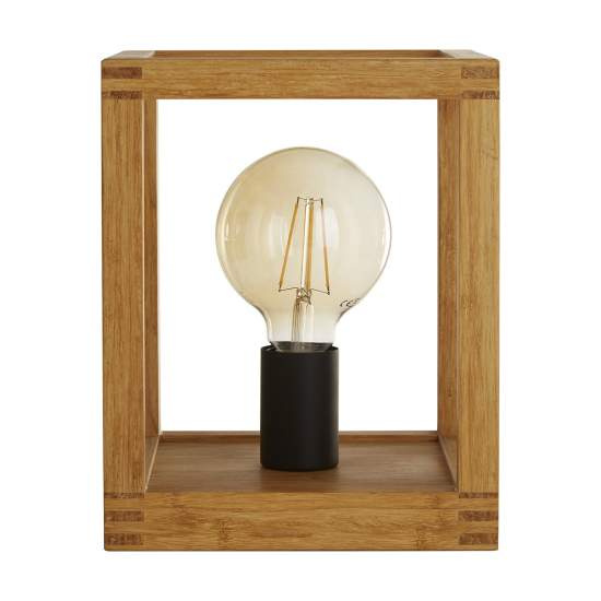 Abatjour Industrial-Nordico Square Legno Marrone Nero 1 Luce E27 EU54742-1NA