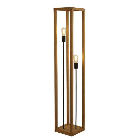 Piantana Industrial-Nordico Square Legno Marrone Nero 2 Luci E27 EU54742-2NA