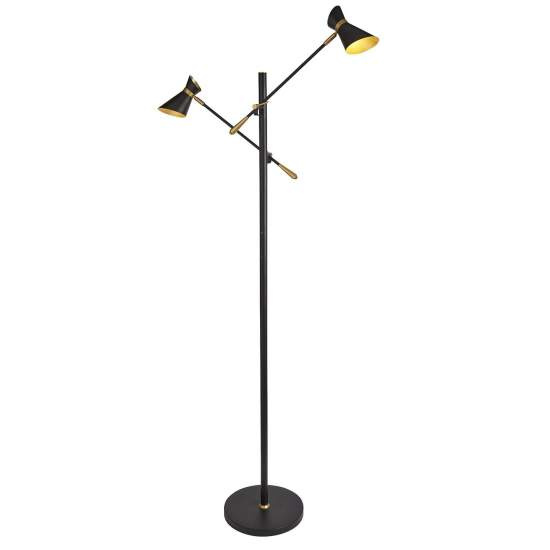 Piantana Industrial-Nordico Easel Acciaio Nero Oro Led 4W 3000K EU5962-2BG