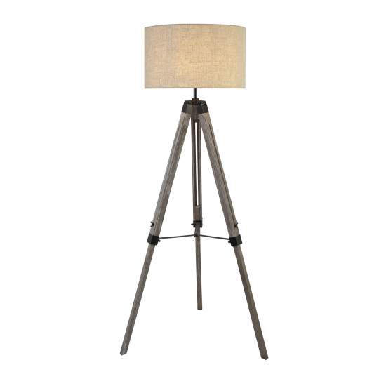 Piantana Contemporaneo Easel Legno Marrone Tessuto Nero 1 Luce E27 EU6006BR
