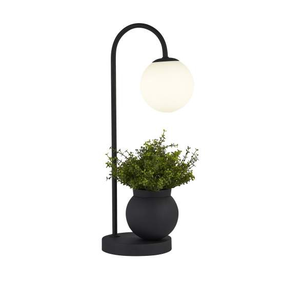 Lampada Da Scrivania Contemporanea Lunare Acciaio Nero Vetro Bianco 1 Luce G9 EU61221BK