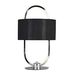 Lampada Scrivania Contemporanea Madrid Acciaio Cromo Tessuto Nero Led 10W 3000K