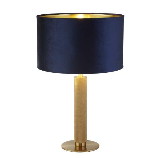 Lampada Da Scrivania Contemporanea Londra Acciaio Ottone Velluto Blu 1 Luce E27 EU65721AZ