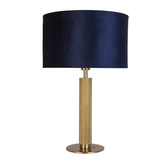 Lampada Da Scrivania Contemporanea Londra Acciaio Ottone Velluto Blu 1 Luce E27 EU65721AZ