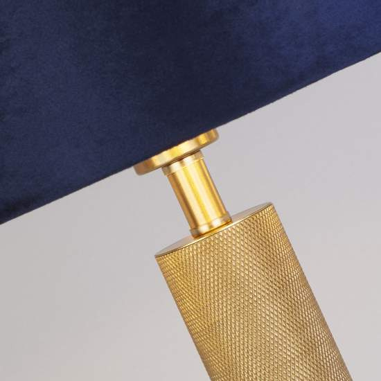 Lampada Da Scrivania Contemporanea Londra Acciaio Ottone Velluto Blu 1 Luce E27 EU65721AZ
