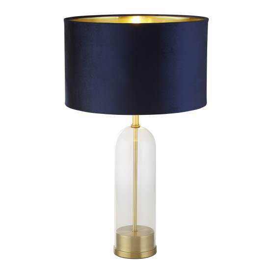 Lampada Da Scrivania Contemporanea Oxford Acciaio Ottone Tessuto Blu 1 Luce E27 EU81712AZ