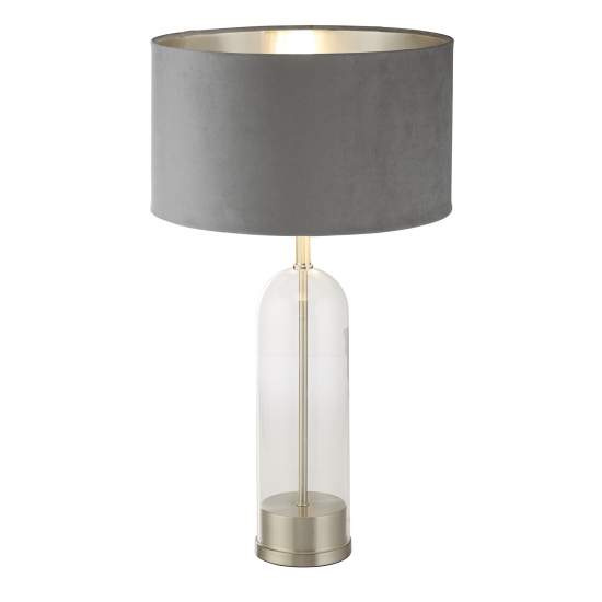 Lampada Scrivania Contemporanea Oxford Acciaio Ottone Tessuto Grigio 1 Luce E27 EU81713GY