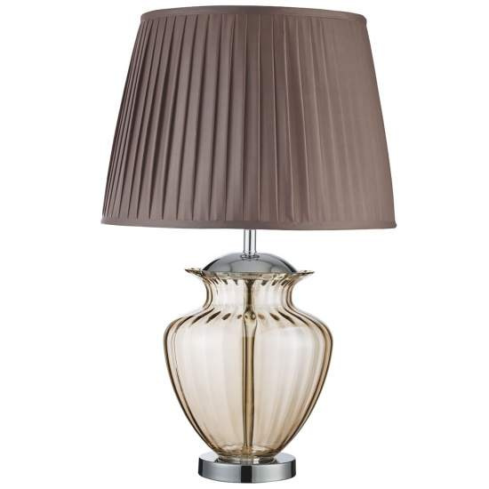 Lampada Da Scrivania Contemporanea Elina Acciaio Ambra Vetro Marrone 1 Luce E27 EU8531AM