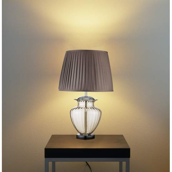 Lampada Da Scrivania Contemporanea Elina Acciaio Ambra Vetro Marrone 1 Luce E27 EU8531AM