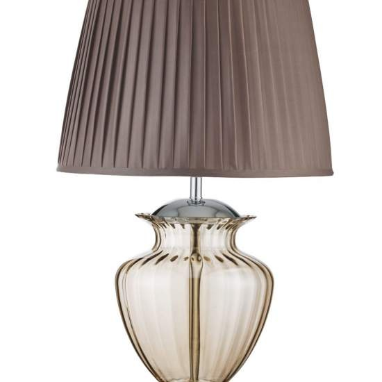Lampada Da Scrivania Contemporanea Elina Acciaio Ambra Vetro Marrone 1 Luce E27 EU8531AM