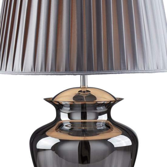 Lampada Da Scrivania Contemporanea Elina Acciaio Cromo Vetro Fumè 1 Luce E27 EU8531SM