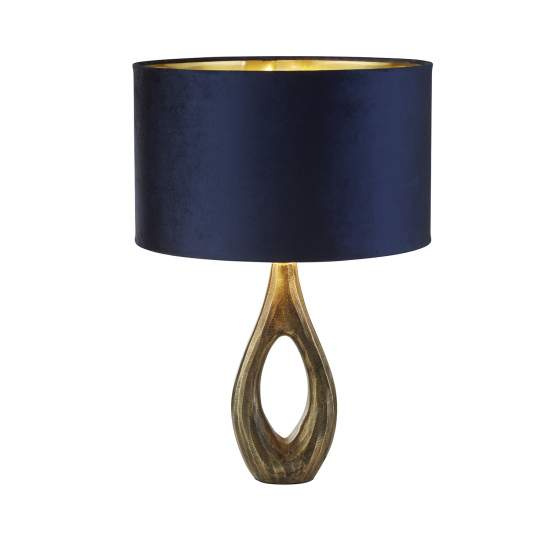 Lampada Da Scrivania Contemporanea Bucklow Ottone Tessuto Blu 1 Luce E27 EU86531AZ