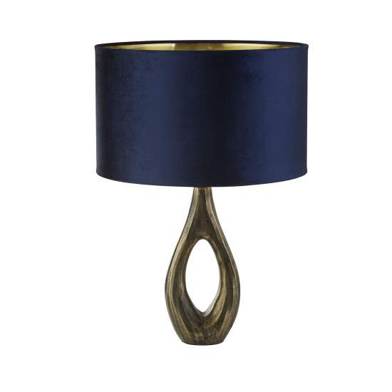 Lampada Da Scrivania Contemporanea Bucklow Ottone Tessuto Blu 1 Luce E27 EU86531AZ