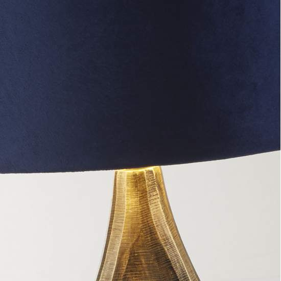 Lampada Da Scrivania Contemporanea Bucklow Ottone Tessuto Blu 1 Luce E27 EU86531AZ