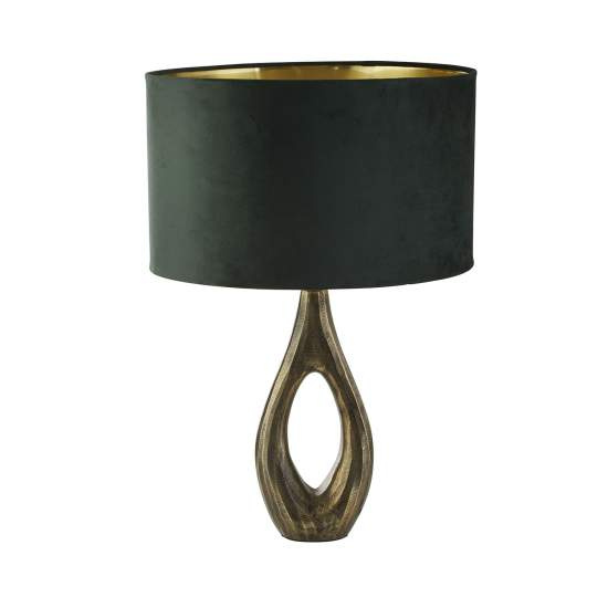 Lampada Da Scrivania Contemporanea Bucklow Ottone Tessuto Verde 1 Luce E27 EU86531GR