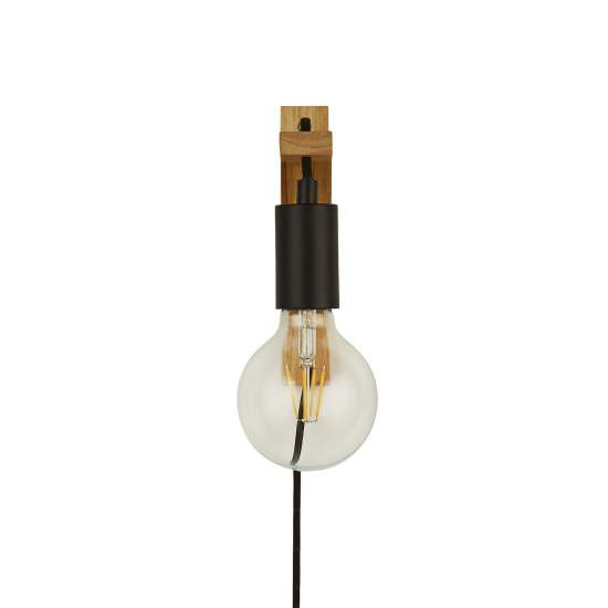 Applique Industrial-Nordico Tribeca Acciaio Marrone Legno Nero 1 Luce E27 EU95042BR