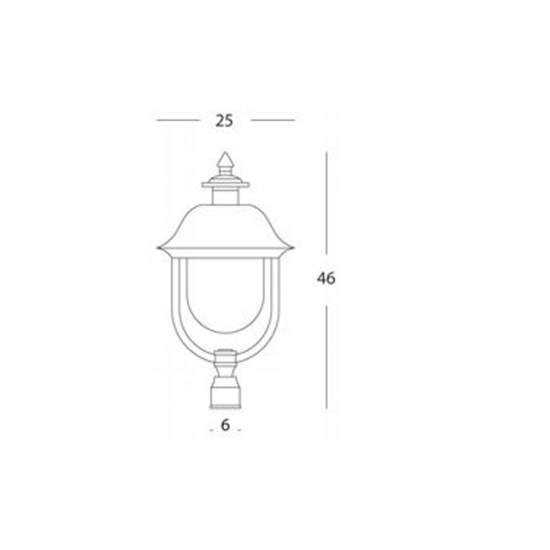 Testa Palo A 1 Luce E27Rustica In Alluminio Grigio Rame E Termoplastica Rustica 138/14