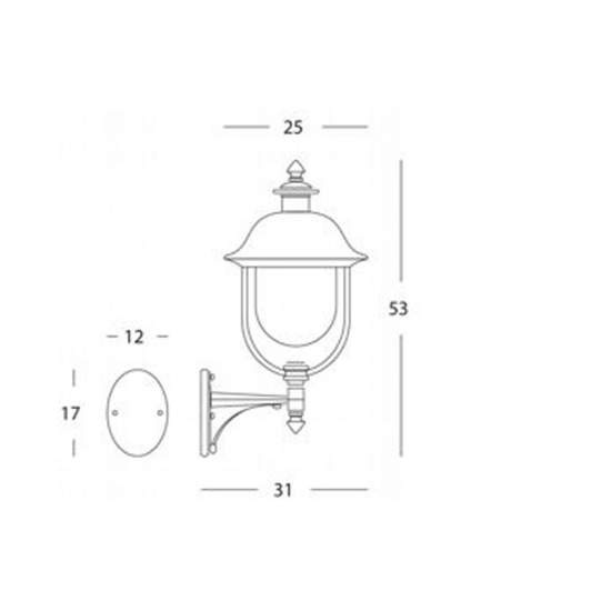 Applique In Alto Esterno Contemp. Rustica Alluminio E Metallo Ruggine 1 Luce E27 193/14