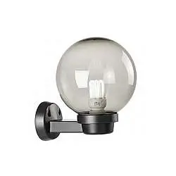 Applique Da Esterno Contemporanea Globo Termoplastica Nera E Fumè 1 Luce E27