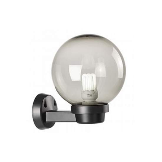 Applique Da Esterno Contemporanea Globo Termoplastica Nera E Fumè 1 Luce E27 362/06