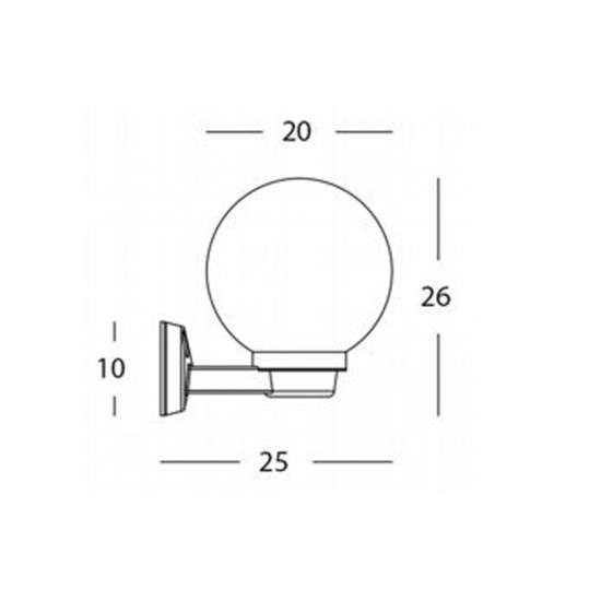 Applique Da Esterno Contemporanea Globo Termoplastica Nera E Fumè 1 Luce E27 362/06