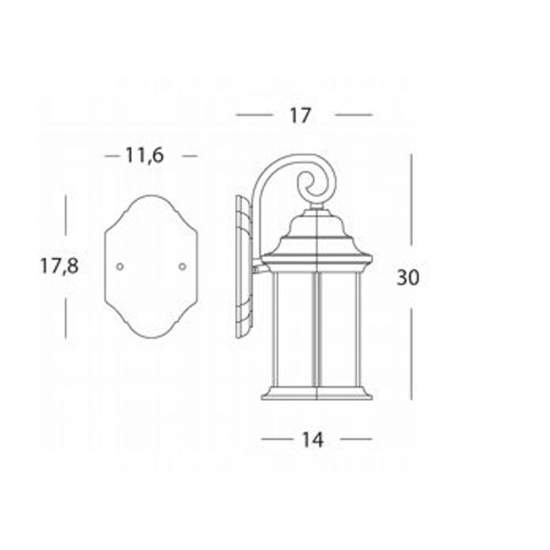 Applique Da Esterno Contemporanea Rude Alluminio E Vetro Ruggine 1 Luce E27 776/11