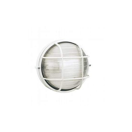 Applique Piccola Gabbia Industriale Tonda Alluminio E Vetro Bianco 1 Luce E27 782/02