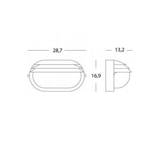 Applique Grande Esterno Palpebra Ovale Alluminio E Vetro Nero 1 Luce E27 788/06